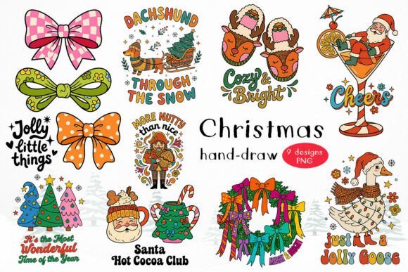 Christmas Colorful Hand-Drawn PNG Bundle Review for Real-World Design Projects