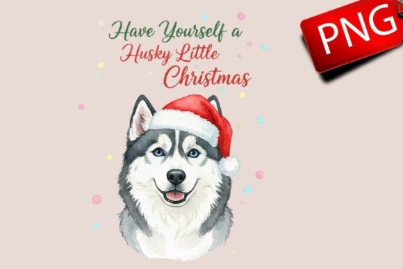 Christmas Dog Pun Husky Sublimation Illustrations: A Festive Design Asset for Local Businesses