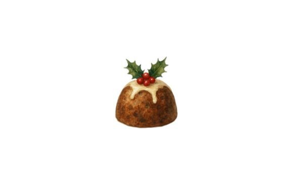 Christmas Pudding PNG File: A Festive Illustration for Creative Branding