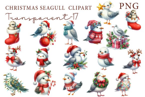 Christmas Seagull Clipart: A Festive Graphic Design Asset for Creative Marketers