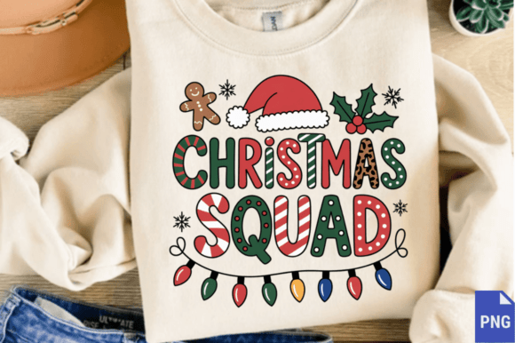 Christmas Squad Family Crew Xmas PNG Des: A Festive Illustration for Creative Sellers