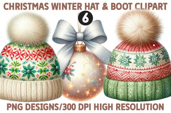 Christmas Winter Hat & Boot Clipart for Editorial and Web Design