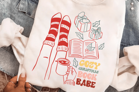 Cozy Christmas Book Babe PNG, Cute Reader