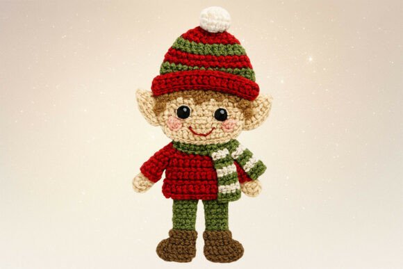 Crochet Yarn Christmas Elf PNG: A Festive Illustration for Crafters