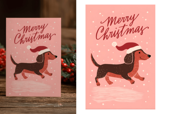 Dachshund Card, Merry Christmas Invite: A Versatile Illustration for Content Creators