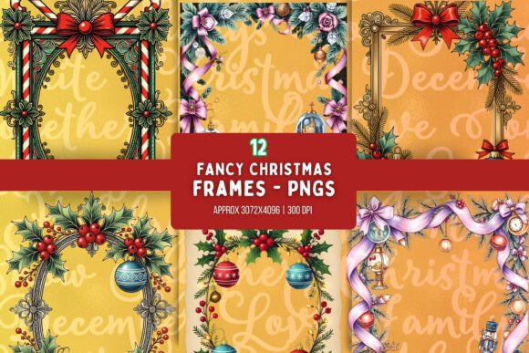 Fancy Christmas Frames - PNG 12: A Festive Illustration for Local Business Branding