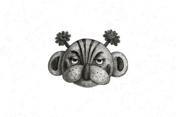 Funny Christmas Bear Mask: A Versatile Illustration for Seasonal Digital Products