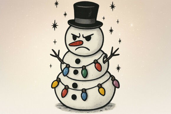 Funny Grumpy Snowman Christmas PNG for Handmade Holiday Designs