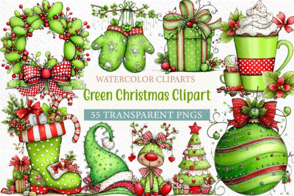 Green Christmas Clipart Png for Editorial and Web Design Projects