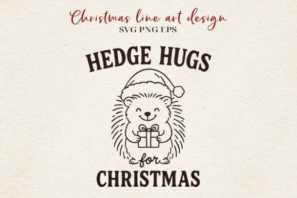 Hedgehog Christmas Line Art Holiday SVG for Local Business Branding
