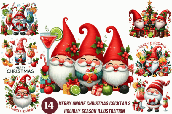 Merry Gnome Christmas Clipart Bundle: A Festive Graphic Design Asset
