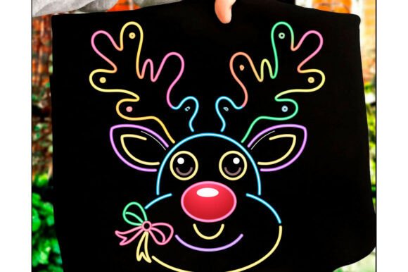 Neon Reindeer Coquette Christmas PNG: A Playful Graphic Design Asset for Content Creators