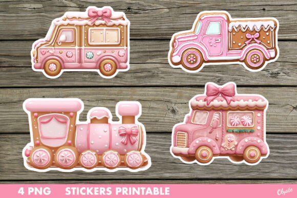 Pink Christmas Stickers PNG: A Festive Illustration for Creative Sellers