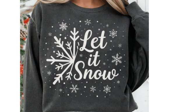 Retro Let It Snow Png, Preppy Christmas Illustrations for Digital Sellers