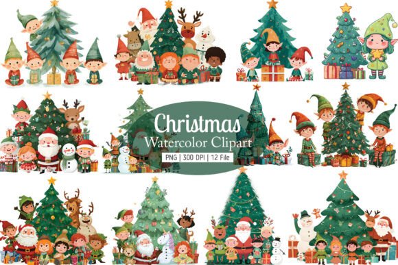 Santa’s Christmas Elf Watercolor Clipart: A Versatile Illustration for Seasonal Content