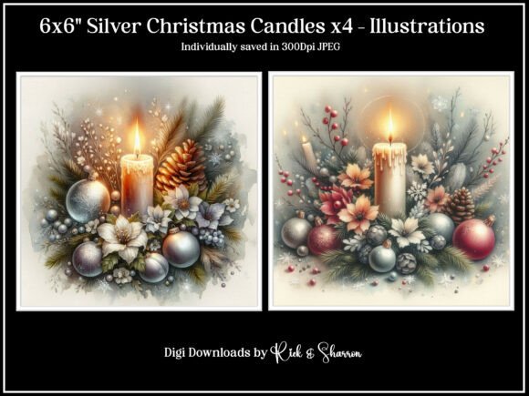 Silver Christmas Candles X4 Illustration Review for Content Publishing