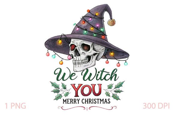 We Witch You Merry Christmas PNG: A Festive Illustration Asset for Content Creators