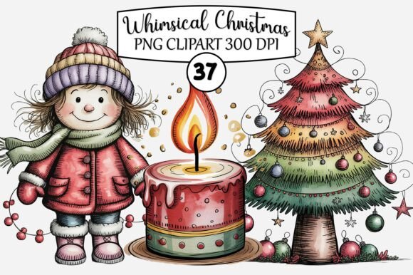 Whimsical Christmas Clipart Bundle PNG: A Festive Graphic Design Asset for Local Business Branding