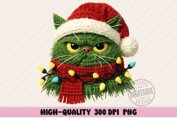 Yarn Angry Green Cat Christmas Png Review for Brand Designers